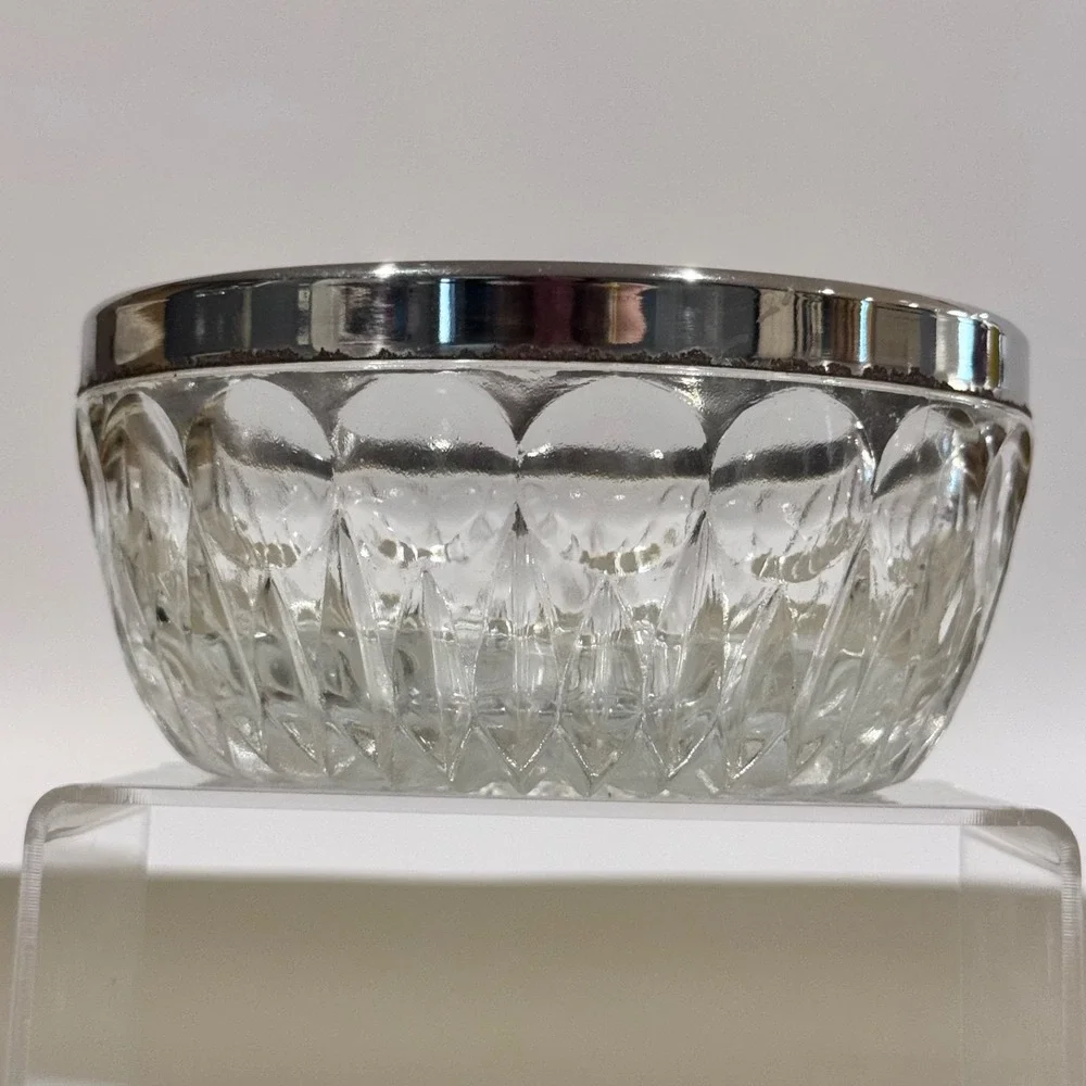 Vintage‎ Leonard Silver Plate & Crystal Sauce Set in Original Box, No Spoon